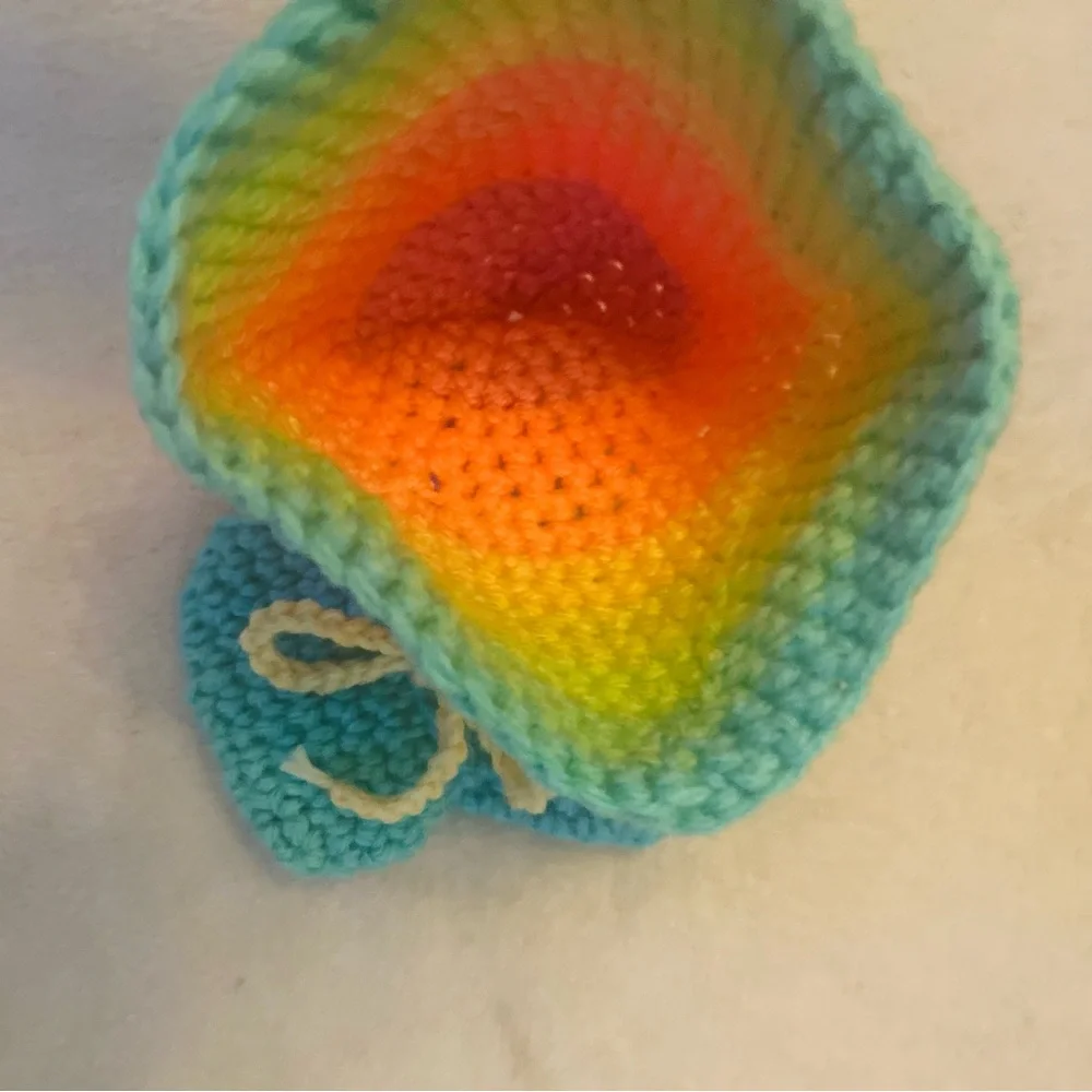 🆕 Handmade Multicolor Knit Baby Hat and Booties Set